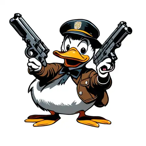 Donal Duck with guns tattoo design idea