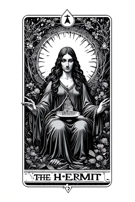 the hermit tarot woman tattoo design idea