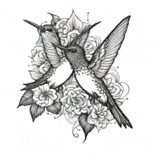 2 humming bird flying tattoo design idea