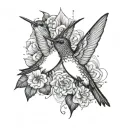 2 humming bird flying tattoo design idea