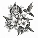 2 humming bird flying tattoo design idea
