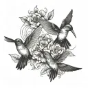 2 humming bird flying tattoo design idea