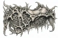 torn skin opening the rib cage tattoo design idea