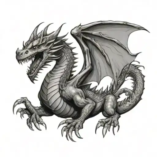 Dragon (nordic, germanic like in Game of Thrones) in pose like falling Ikarus tattoo design idea