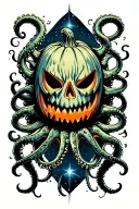 jack o lantern, tentacles, eldritch, deep space tattoo design idea