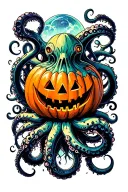 jack o lantern, tentacles, eldritch, deep space tattoo design idea