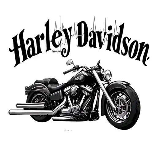 Harley Davidson logo without writing inside and with electrocardiogram inside tattoo design idea
