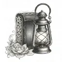 oil lantern tattoo design idea
