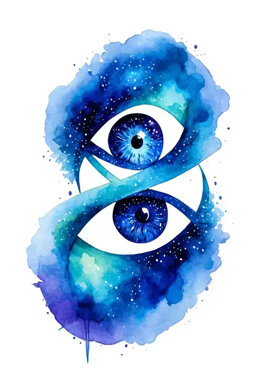 galaxy eye symbol integrated astrological sign intertwined tattoo design idea