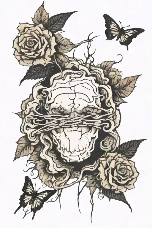 This is the image simulating a scar and staples. I want the design of a black and white, minimalist tattoo  tattoo design idea