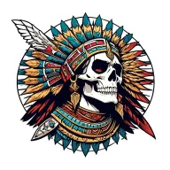 saint death aztec warrior tattoo design idea