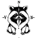 racoon sitting holding a compass rose tattoo design idea