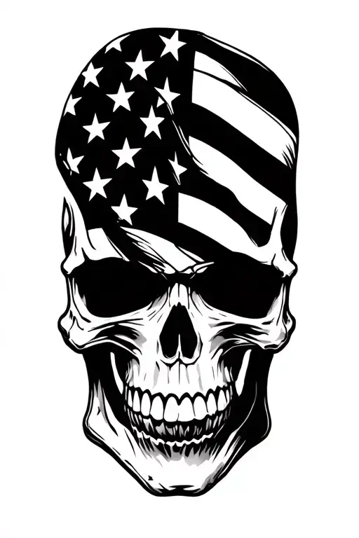 skull american flag outlaw tattoo design idea