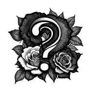 question mark with 2 roses tattoo design idea