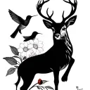 deer and hummingbird and tigger Lilly's flower and lady bug tattoo design idea