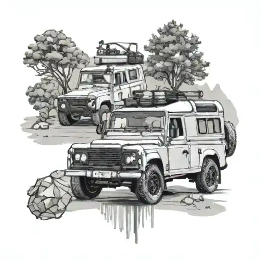 I need a tattoo for memorize about me and my friend. It should include about parties, trips , land rover defender and su tattoo design idea