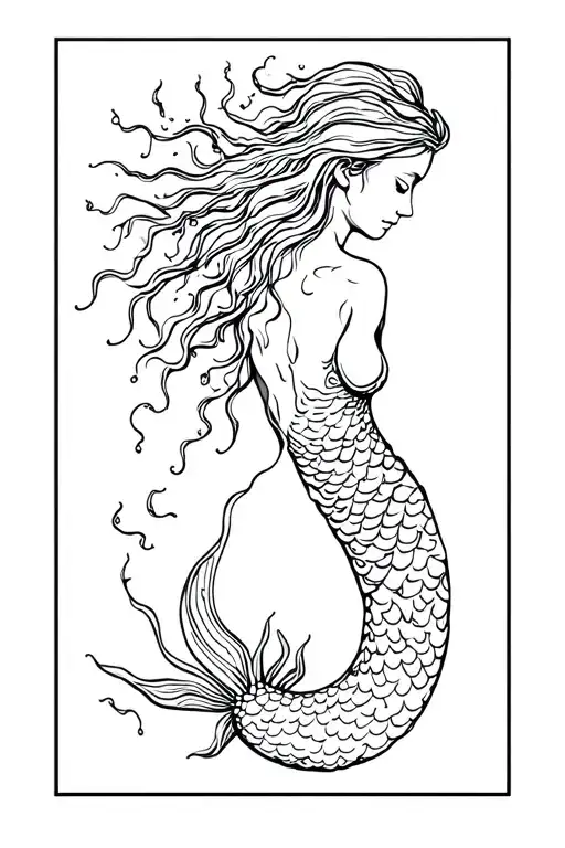ocean seaweed Aphrodite mermaid tattoo design idea