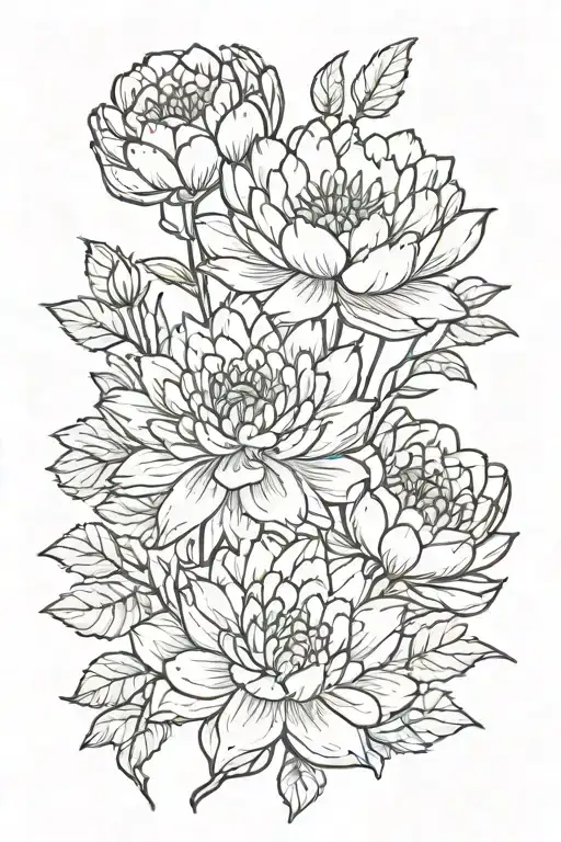 carnation, water lily, hawthorn, aster tattoo design idea
