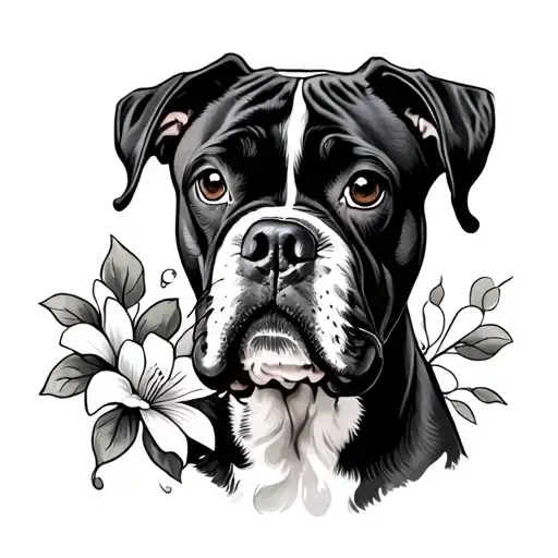 Boxer Dog and Fluer de lis tattoo design idea