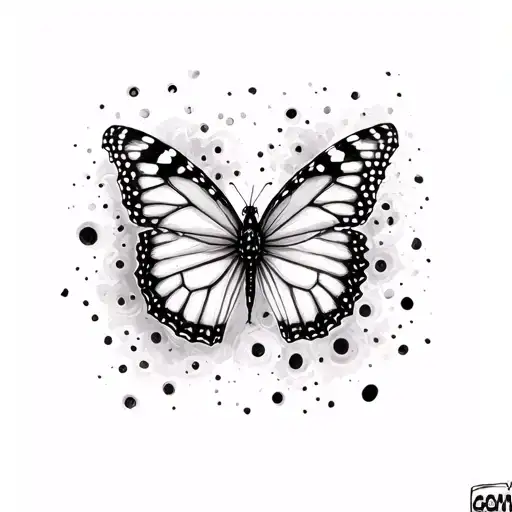 A monarch butterfly with holes in it to represent multiple sclerosis tattoo design idea