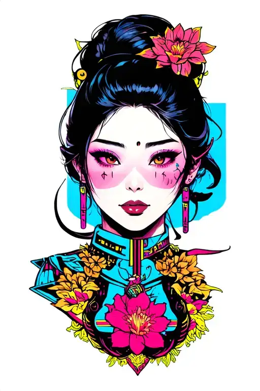 cyberpunk 2077 chikano tattoo design idea