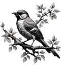 bird in alder tree intertwined tattoo design idea