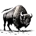 A buffalo walking into a storm tattoo design idea
