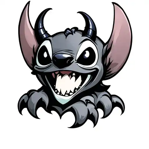 Stitch devil horns tattoo design idea