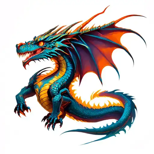 cyberpunk dragon tattoo design idea