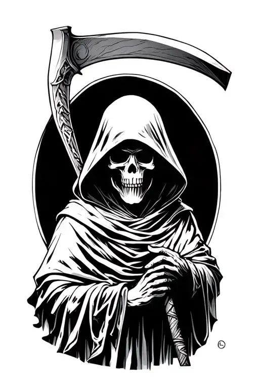 grim reaper with scythe tattoo design idea