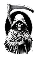 grim reaper with scythe tattoo design idea