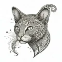 Intricate mandala featuring a stylized cat silhouette hidden within the design tattoo design idea