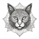 Intricate mandala featuring a stylized cat silhouette hidden within the design tattoo design idea