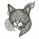 Intricate mandala featuring a stylized cat silhouette hidden within the design tattoo design idea