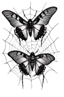 2 moths trapped in spider web tattoo design idea