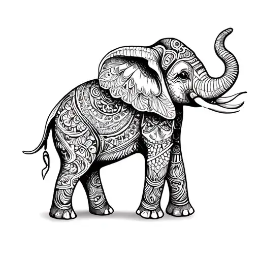 mandala tribal elephant mama and baby elephant tattoo design idea