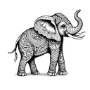 mandala tribal elephant mama and baby elephant tattoo design idea