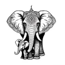 mandala tribal elephant mama and baby elephant tattoo design idea