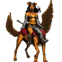 princess warrior riding winged Rhodesian Ridgeback tattoo design idea