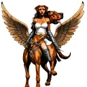 princess warrior riding winged Rhodesian Ridgeback tattoo design idea