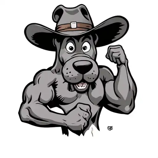 scooby doo flexing with cowboy hat on tattoo design idea