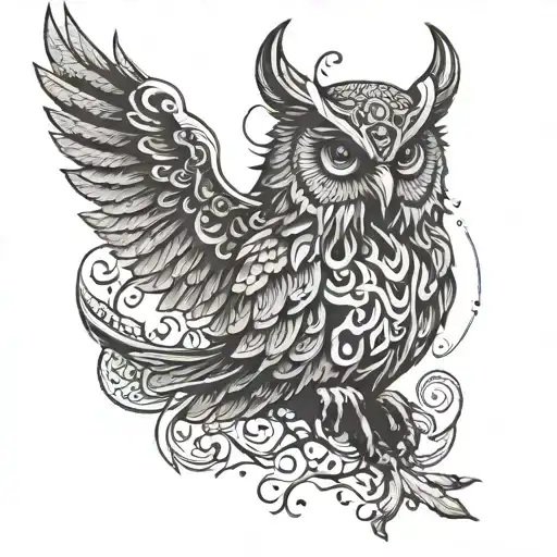 viking owl tattoo design idea