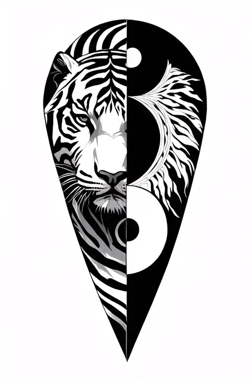 white tiger intertwined yin-yang tattoo design idea