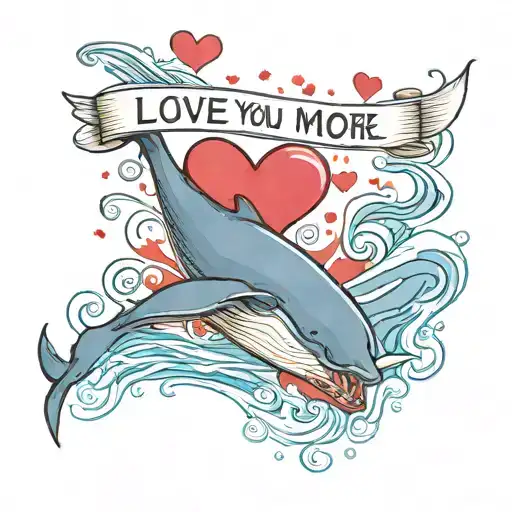 whale with letters saying I love you more than a million blue whales tattoo design idea