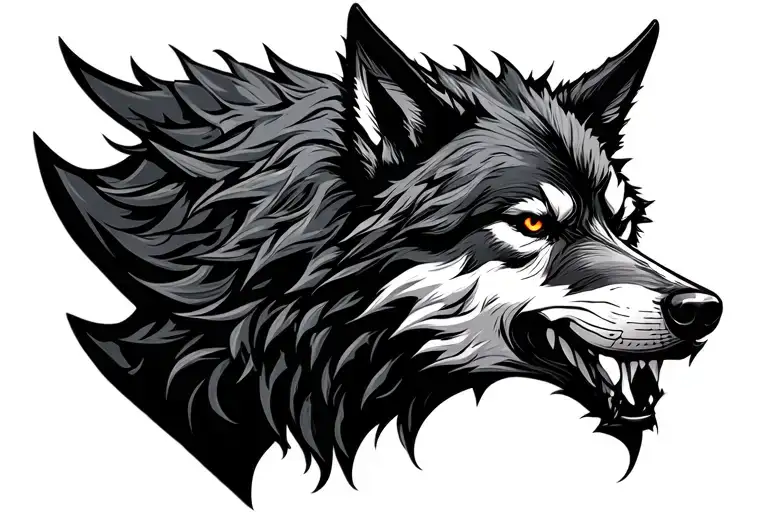evil wolf tattoo design idea