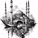 can you generate a tattoo ideea for Istanbul. I want to tattoo to be a mix of what the city represented throughout the h tattoo design idea