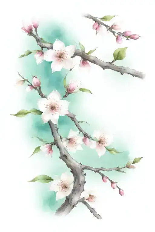 add more blooming branches and use space as filler  tattoo design idea
