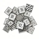 scrabble tiles pattern style tattoo design idea