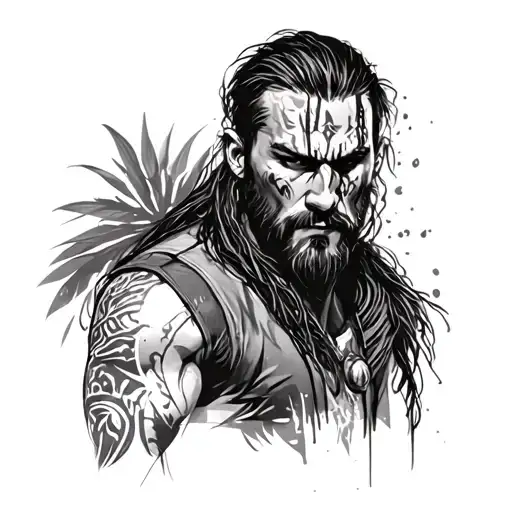 A sketch of a tattoo in a similar style as in the game Far Cry 3 tattoo design idea