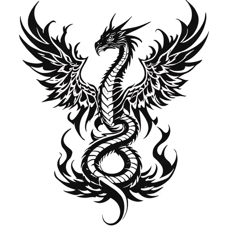cobra phoenix rising from the ashes tattoo design idea